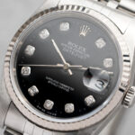 Rolex Datejust 36 16234 - Black Dial with  diamond indexes