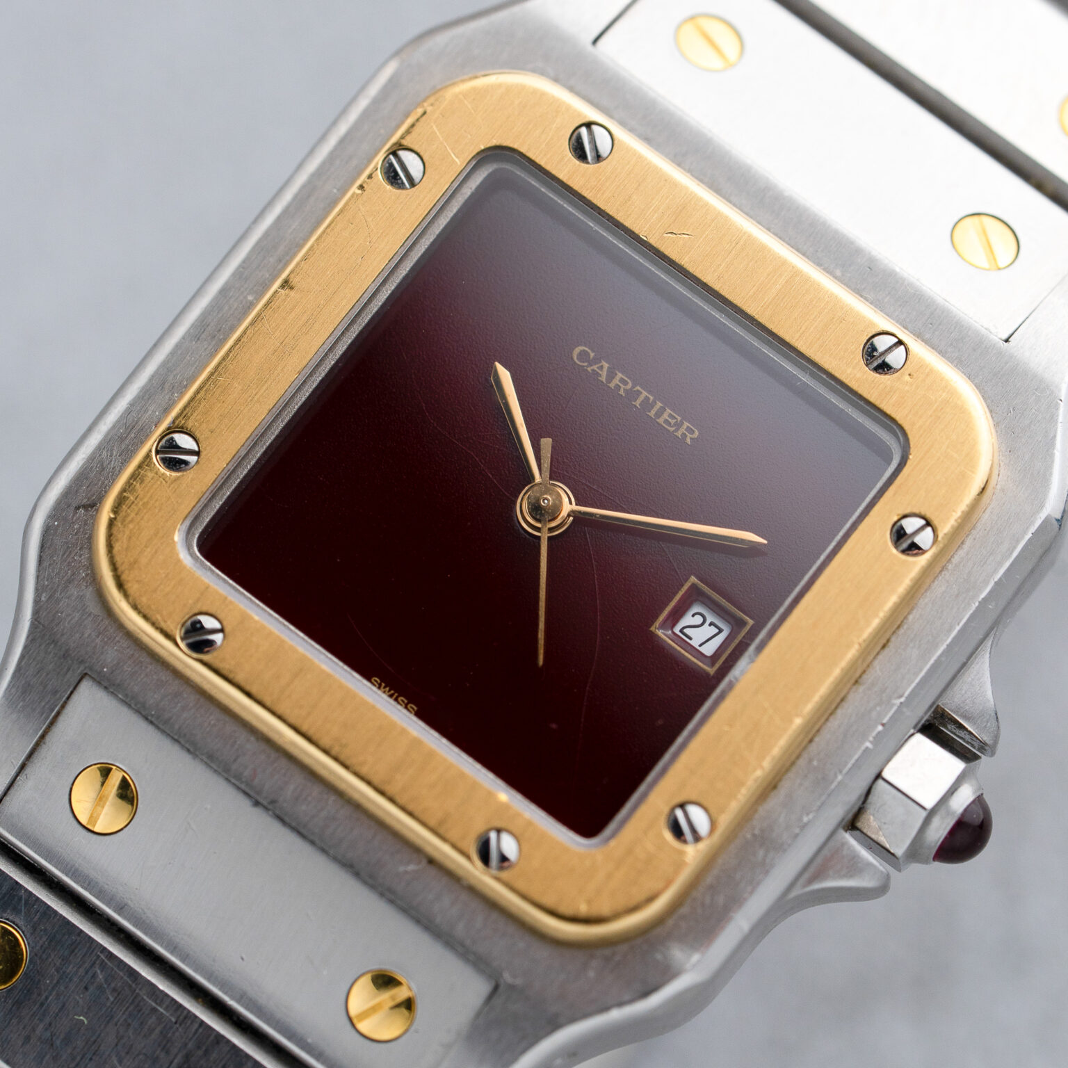 Cartier Santos Carré 2961 Burgundy Dial - Box and papers - Image 5
