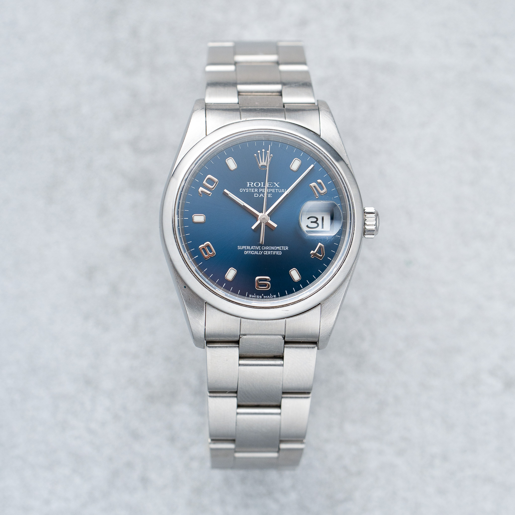 Rolex Oyster Perpetual Date 34 – Ref. 15200 | Blue Arabic Dial | 2000