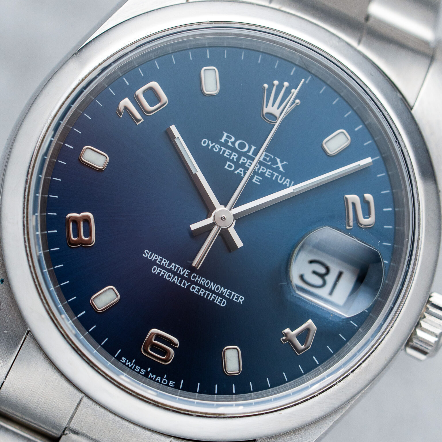 Rolex Oyster Perpetual Date 34 – Ref. 15200 | Blue Arabic Dial | 2000 - 4. kép